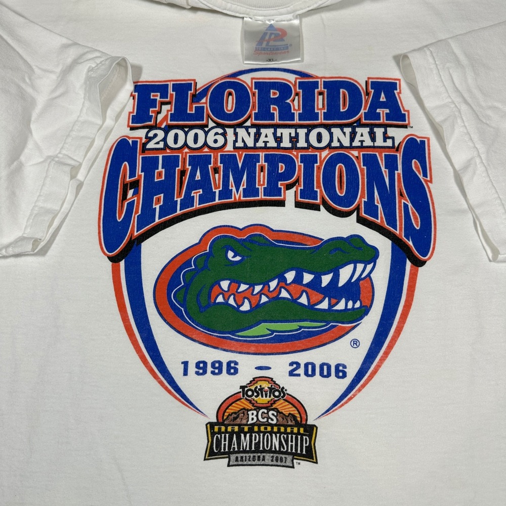 VTG Florida Gators 2006 National Champions T-Shirt Mens XL White BCS Tostitos